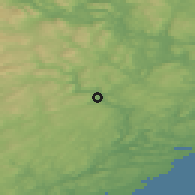 Shaded relief of the 46 km around Gjerstad, drawn from the GMTED2010 grid