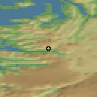 Shaded relief of the 42 km around Glomfjord, drawn from the GMTED2010 grid