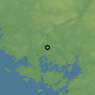 Shaded relief of the 46 km around Glosli, drawn from the GMTED2010 grid
