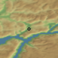 Shaded relief of the 45 km around Granvin, drawn from the GMTED2010 grid