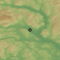 Shaded relief of the 46 km around Gvarv, drawn from the GMTED2010 grid