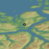 Shaded relief of the 44 km around Haddal, drawn from the GMTED2010 grid