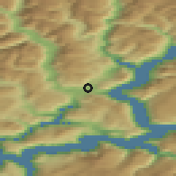 Shaded relief of the 45 km around Hafslo, drawn from the GMTED2010 grid