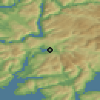 Shaded relief of the 45 km around Haga, drawn from the GMTED2010 grid