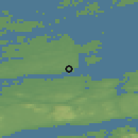 Shaded relief of the 44 km around Hammarvika, drawn from the GMTED2010 grid