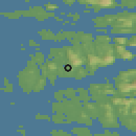 Shaded relief of the 45 km around Hardbakke, drawn from the GMTED2010 grid