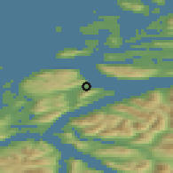 Shaded relief of the 44 km around Hareid, drawn from the GMTED2010 grid