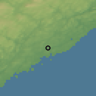 Shaded relief of the 46 km around Arendal, drawn from the GMTED2010 grid