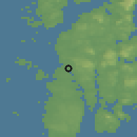 Shaded relief of the 46 km around Haugesund, drawn from the GMTED2010 grid