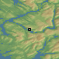 Shaded relief of the 45 km around Hausvik, drawn from the GMTED2010 grid