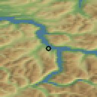 Shaded relief of the 44 km around Helsem, drawn from the GMTED2010 grid