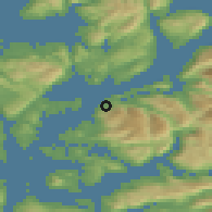 Shaded relief of the 45 km around Herøysund, drawn from the GMTED2010 grid