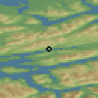 Shaded relief of the 44 km around Hjelset, drawn from the GMTED2010 grid