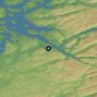 Shaded relief of the 46 km around Høle, drawn from the GMTED2010 grid