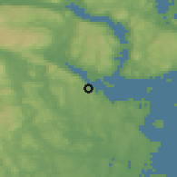 Shaded relief of the 46 km around Holmestrand, drawn from the GMTED2010 grid