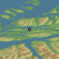 Shaded relief of the 44 km around Årset, drawn from the GMTED2010 grid