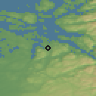 Shaded relief of the 46 km around Hommersåk, drawn from the GMTED2010 grid