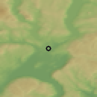 Shaded relief of the 45 km around Hønefoss, drawn from the GMTED2010 grid