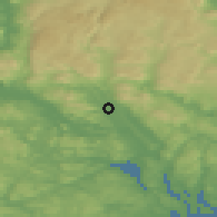 Shaded relief of the 46 km around Hoppstad, drawn from the GMTED2010 grid