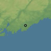 Shaded relief of the 46 km around Høvåg, drawn from the GMTED2010 grid