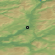 Shaded relief of the 43 km around Høylandet, drawn from the GMTED2010 grid