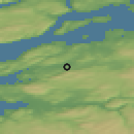 Shaded relief of the 44 km around Åsen, drawn from the GMTED2010 grid