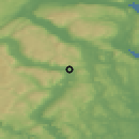 Shaded relief of the 46 km around Hvittingfoss, drawn from the GMTED2010 grid