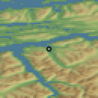 Shaded relief of the 44 km around Ikornnes, drawn from the GMTED2010 grid