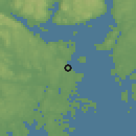 Shaded relief of the 46 km around Åsgårdstrand, drawn from the GMTED2010 grid
