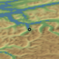 Shaded relief of the 44 km around Innfjorden, drawn from the GMTED2010 grid