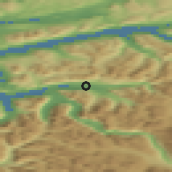 Shaded relief of the 44 km around Isfjorden, drawn from the GMTED2010 grid