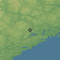 Shaded relief of the 46 km around Kil, drawn from the GMTED2010 grid