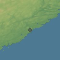 Shaded relief of the 46 km around Kilsund, drawn from the GMTED2010 grid