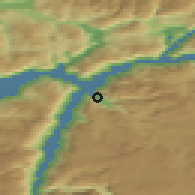 Shaded relief of the 45 km around Kinsarvik, drawn from the GMTED2010 grid