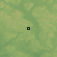 Shaded relief of the 45 km around Kirkebygda, drawn from the GMTED2010 grid