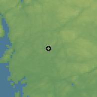 Shaded relief of the 46 km around Kirkebygden, drawn from the GMTED2010 grid