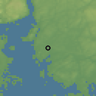Shaded relief of the 46 km around Kirkegrenda, drawn from the GMTED2010 grid