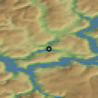 Shaded relief of the 45 km around Kjørnes, drawn from the GMTED2010 grid