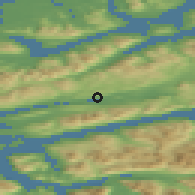 Shaded relief of the 44 km around Kleive, drawn from the GMTED2010 grid