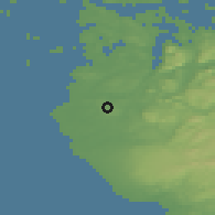Shaded relief of the 46 km around Kleppe Verdalen, drawn from the GMTED2010 grid