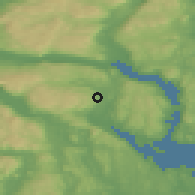 Shaded relief of the 45 km around Klevjer, drawn from the GMTED2010 grid