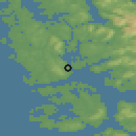 Shaded relief of the 45 km around Klokkarvik, drawn from the GMTED2010 grid
