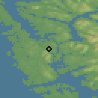 Shaded relief of the 45 km around Knarrevik Straume, drawn from the GMTED2010 grid