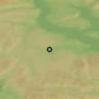Shaded relief of the 45 km around Kolbu, drawn from the GMTED2010 grid