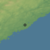Shaded relief of the 46 km around Kongshamn, drawn from the GMTED2010 grid
