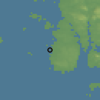 Shaded relief of the 46 km around Åkrehamn Vedavågen, drawn from the GMTED2010 grid