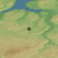 Shaded relief of the 44 km around Korsvegen, drawn from the GMTED2010 grid