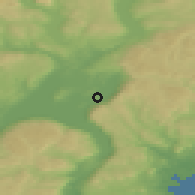 Shaded relief of the 45 km around Kroksund, drawn from the GMTED2010 grid