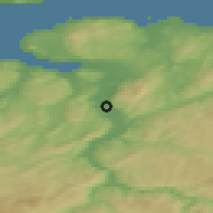Shaded relief of the 44 km around Kvål, drawn from the GMTED2010 grid