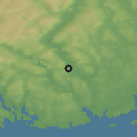 Shaded relief of the 46 km around Kvelde, drawn from the GMTED2010 grid